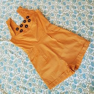 Mustard polkadot Retro Romper